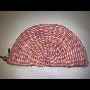 Straw half circle clutch / purse / wristlet